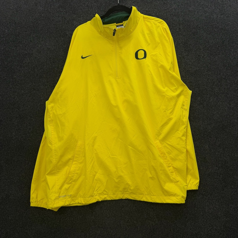Nike Oregon Ducks Storm-Fit Windbreaker Jacket Mens XXL Yellow 1/4 Zip Pullover